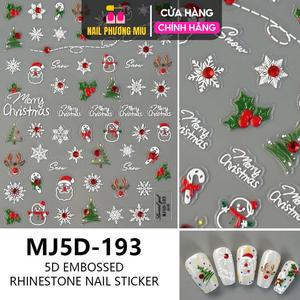 Hình Dán Móng Sticker Ông Già Noel 5D Làm Nail Siêu Xinh, Miếng Dán Móng Hình Giáng Sinh, Bông Tuyết, Tuần Lộc