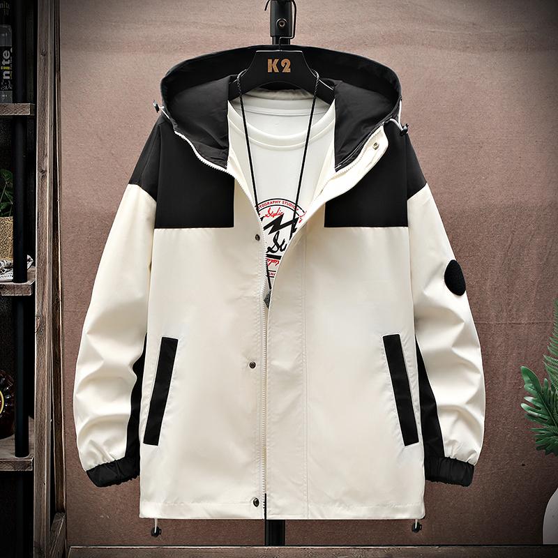 TikTok Shop 2024 New Color Matching Single Layer Men s Assault Jacket Windproof Waterproof Outdoor Sports Windbreaker Women s plus Size Fashion Fashion Brand Casual Hooded Jacket Couple Spring and Aut...