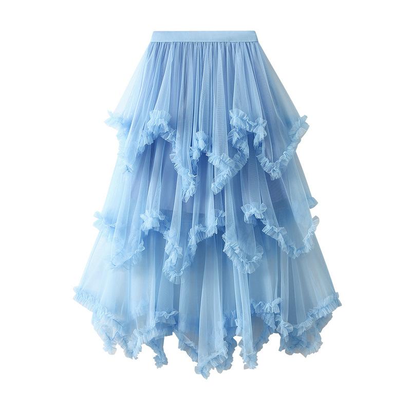 Product Introduction of Váy Bánh Lưới Bất Đối Xứng Dài Trung Bình Cạp Cao, Viền Lớn, Váy Gạc Cổ Tích Bồng Bềnh Váy Dài, 1279, Dành Cho Nữ, Gợi Cảm Và Hấp Dẫn, CH-TKSHOP Voan Women Voi Bo Chun 20