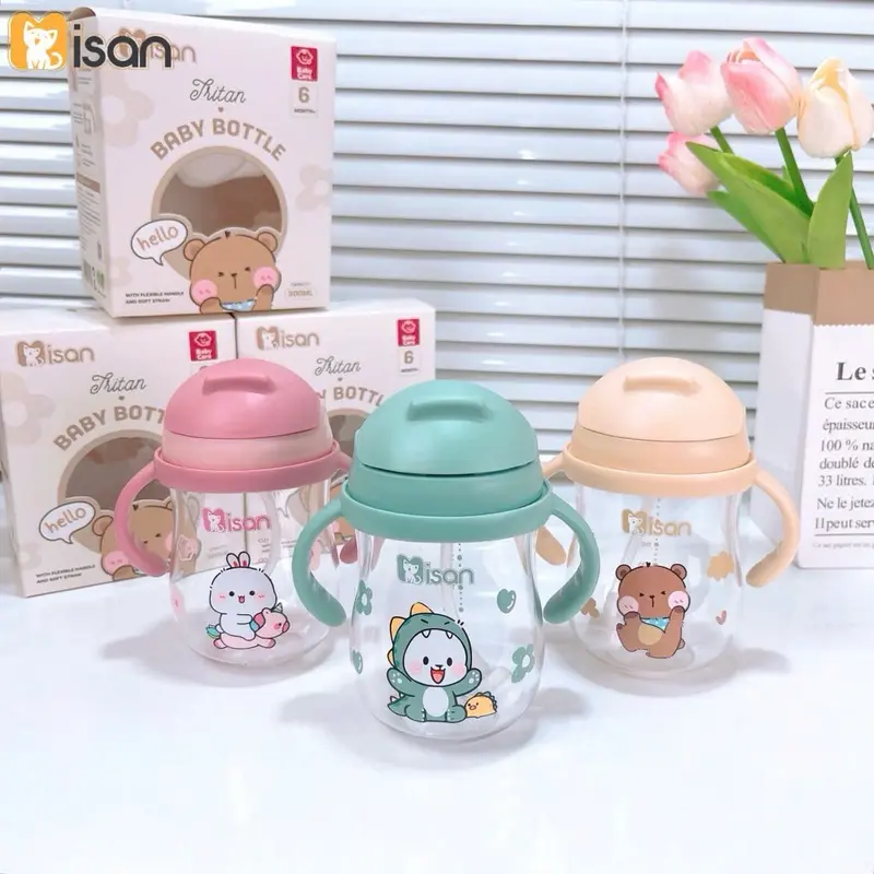 Bình Tập Hút Tritan Cao Cấp Misan, Chống Sặc, Chia Vạch, Ống Hút Mềm Tiện Lợi Cho Bé Shop Dua Hau Baby & Mom 1
