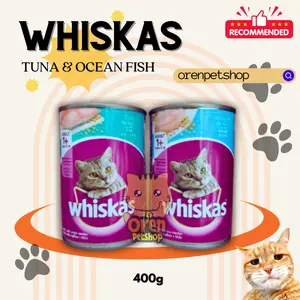 WHISKAS ADULT KALENG 400 GR Whiskas Kaleng 400gr / Wet Food Makanan Basah Kucing - Tuna , Ocean Fish 400 gram Oren Petshop