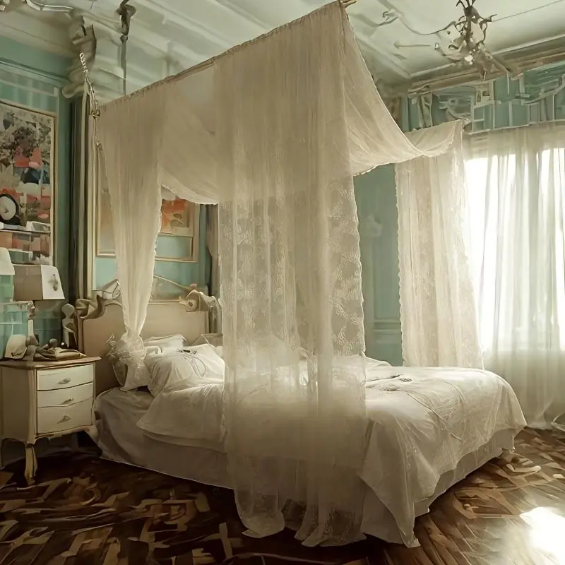 Bed Canopy, 1 Count Elegant Lace Bed Canopy, Bedding Accessories for Home Bedroom, Bedroom Accessories, Bedroom Decor, Frame Not Included 1