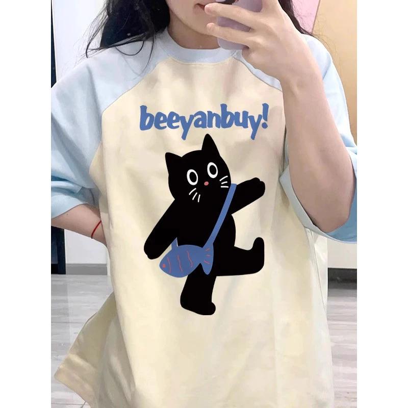 Áo thun RAGLAN form rộng tay lỡ in chữ beeyanbuy CAT Choice FA1-0507-14 2