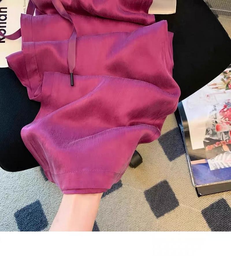 Product Introduction of Quần Ống Rộng, Chất Liệu Lụa Satin Lạnh Màu Tím, Dành Cho Nữ, Thích Hợp Cho Mùa Hè, Hàng Mới Về Năm 2025, Thiết Kế Thẳng thụng Cao Cấp, Dáng Rộng Vừa Vặn, Quần Thường Ngày 4