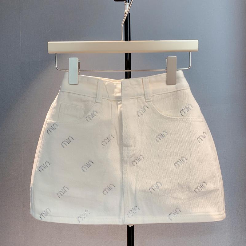 nhatran - Chân váy jean nữ phom ngắn chữ a viền trơn chất Denim cotton Women Nhung Voi Khuy dày mịn có lót bảo vệ ÉP đá MIN