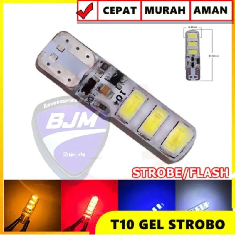 T10 Crystal Jelly 6 Mata STROBO/Kedip Led 5730 Lampu Senja Sen/Sein Biru Hijau 0