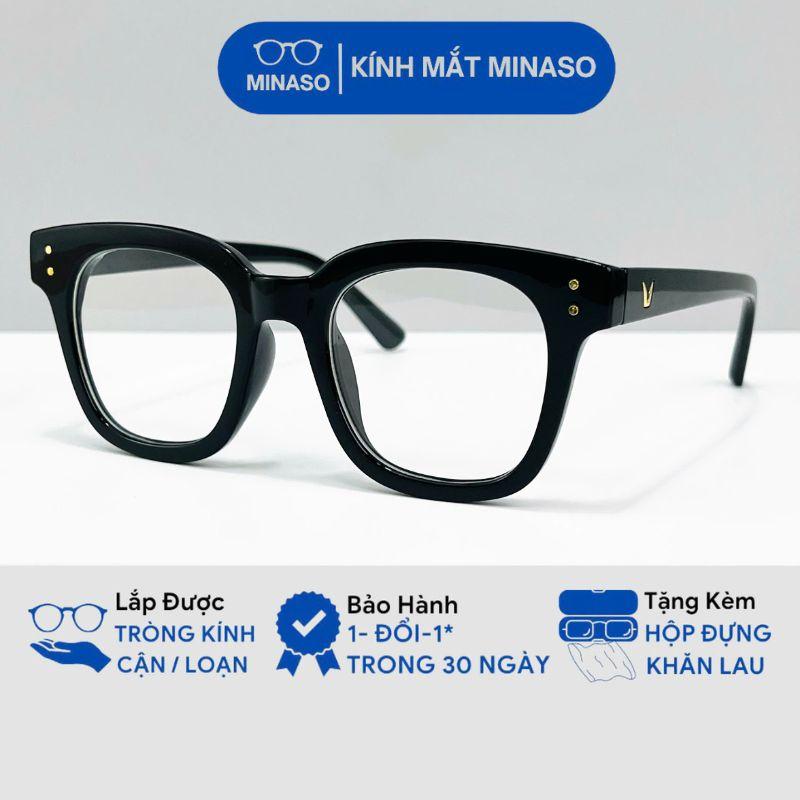  Gọng kính cận chữ V nữ nam basic chống tia Uv và ánh sáng xanh bản lề hợp kim thời trang Hàn Quốc thay được tròng cận Minaso 595 