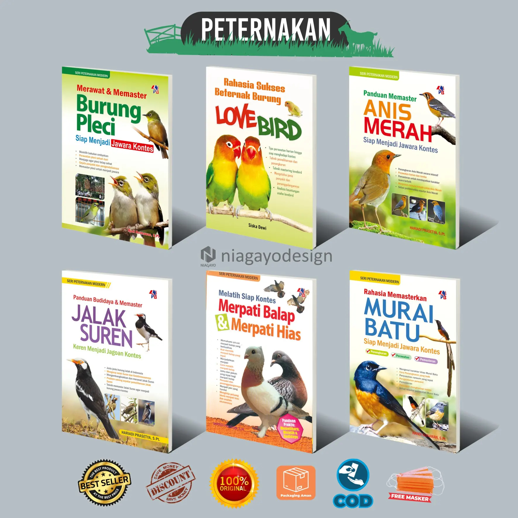 Buku Peternakan : Melatih Siap Kontes Merpati Balap Dan Merpati Hias / Merawat Dan Memaster Burung Pleci / Rahasia Memaster Murai Batu /Memaster Jalak Suren / Memaster Anis Merah / Beternak Burung Love Bird / Pustaka Baru Press - PB