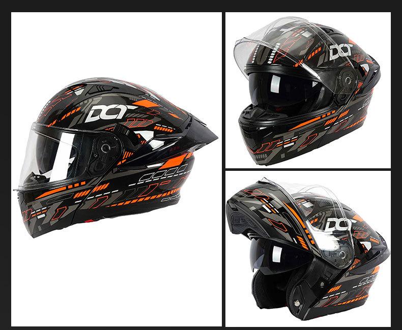 Product Introduction of Dot-809 Modular Helmet Double Lens Men's and Women's Summer and Autumn Traveling by Motorcycle Motorcycle 3C Motorcycle Large Tail Helmet Four Seasons 6