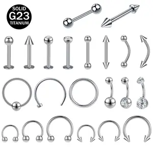 1 PC Titanium Steel Nose Hoop Septum Clicker Piercings Belly Ring 16g Lip Labret Rings Ear Cartilage Tragus Piercing Jewelry