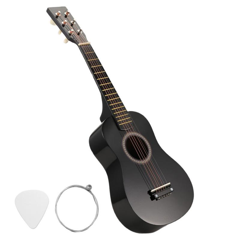 Guitar Acoustic, Mini 23 Inch Basswood 12 Phím Đàn, 6 Dây, Thích Hợp Cho Trẻ Em Và Người Mới Bắt Đầu, Đi Kèm Với Chọn Và Dây, Màu Đen