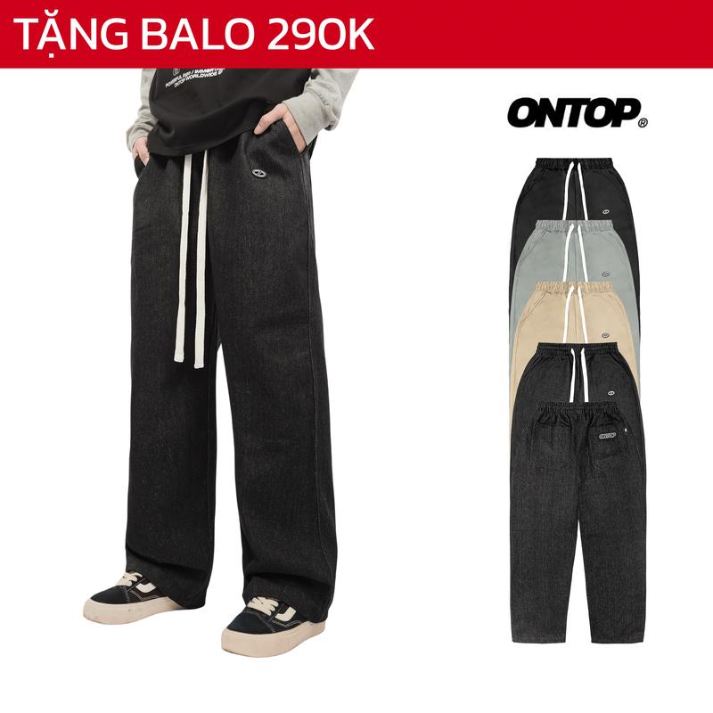 Quần ống suông nam nữ nhiều màu ONTOP tag su dây rút bo chun local brand chất liệu kaki jean | O25-Q1 & O-Q2
