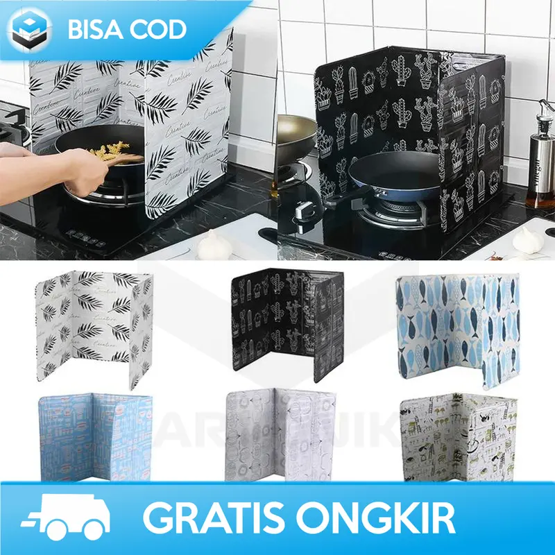 PENYEKAT KOMPOR ANTI PANAS MINYAK ALUMINIUM FOIL PENGHALANG ANGIN A01 2