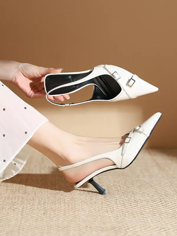 Women's Elegant Solid Color Stiletto Slingback Heels, Fashionable Pointed Toe High Heel Shoes for Party, Daily Clothing Decor for Women & Girls 3