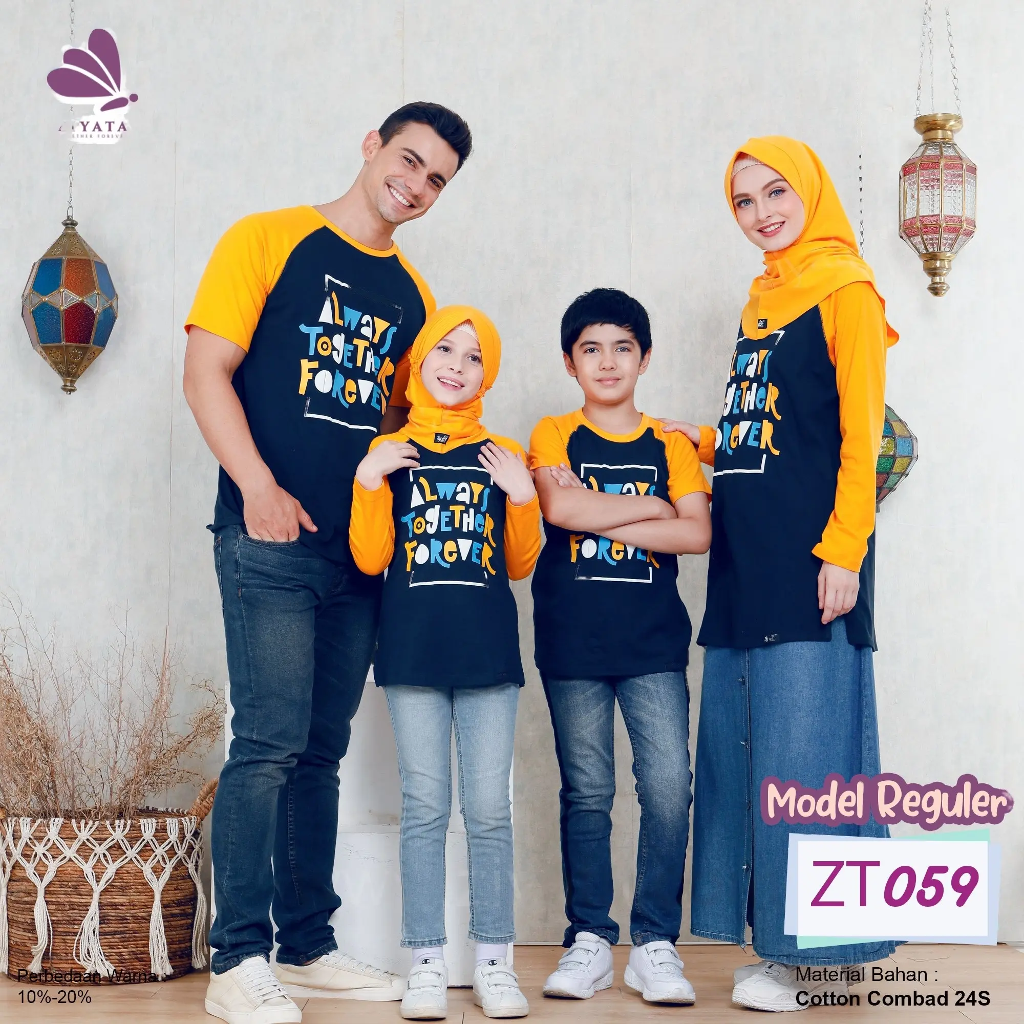 Kaos Couple Ziyata//Couple ayah & ibu// Seragam Family gathering // Koas Seragam sahabat// baju liburan //kaos couple arisan ZT059 //Muslim Baju Keluarga Sarimbit Pasangan Dewasa Lebaran Setelan Panjang