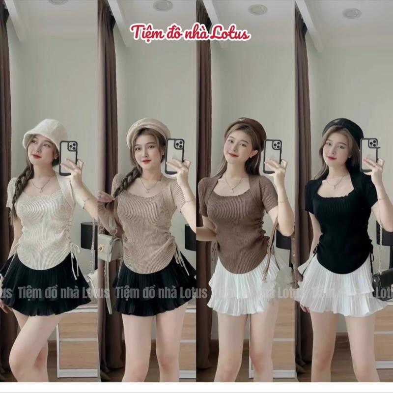 Video SP ÁO LEN TAY NGẮN RÚT EO CỔ BẦU Tiệm đồ nhà Lotus