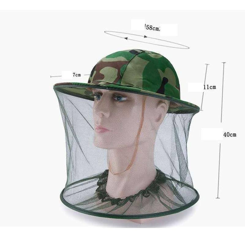 Hot Mosquito Prevention Gauze Hat Camo Yellow Camo Green Beekeeping Hat 58cm Head Circumference Face Protection Cap Camping 2