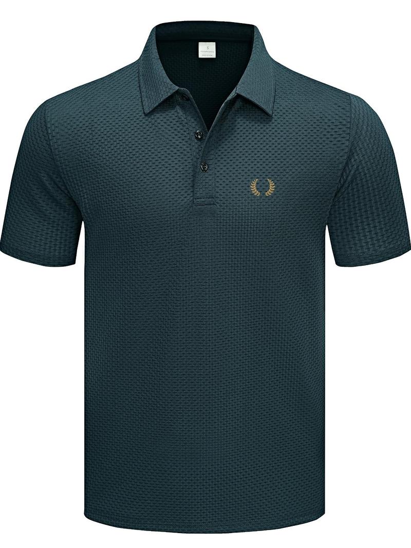 Product Introduction of Men's Regular Fit Jacquard Polo Shirt, Casual Breathable Quick Drying Short Sleeve Top for Summer, Fashion Men's Clothes for Daily Wear, Gamis 1
