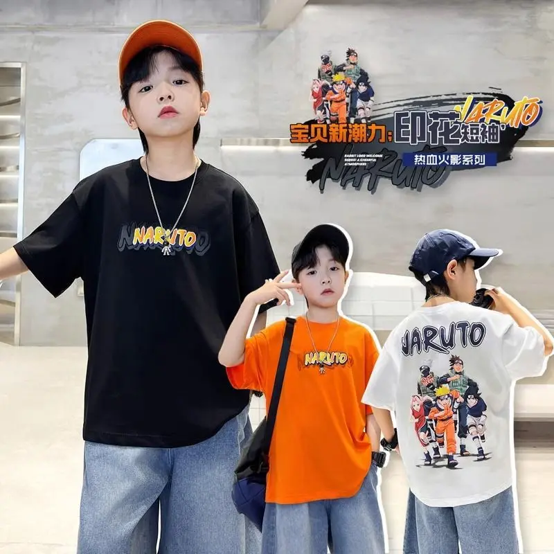 Váy Mùa Hè Cho Trẻ Em, Naruto, ngắn Tay, Cotton Nguyên Chất, Dáng Rộng Vừa Vặn, Phong Cách Phương Tây, Dành Cho Trẻ Em Trung Bình Và Lớn, Áo Hợp Xu hướng Cho Bé Trai, Hàng Mới Về 2024 3