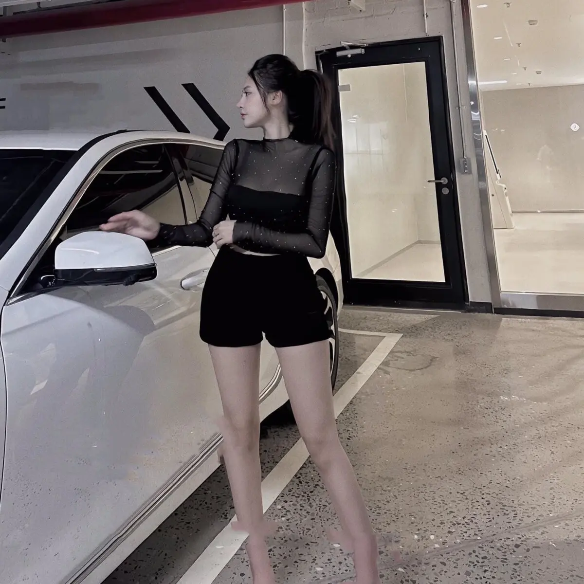 áo lưới dài tay đính đá