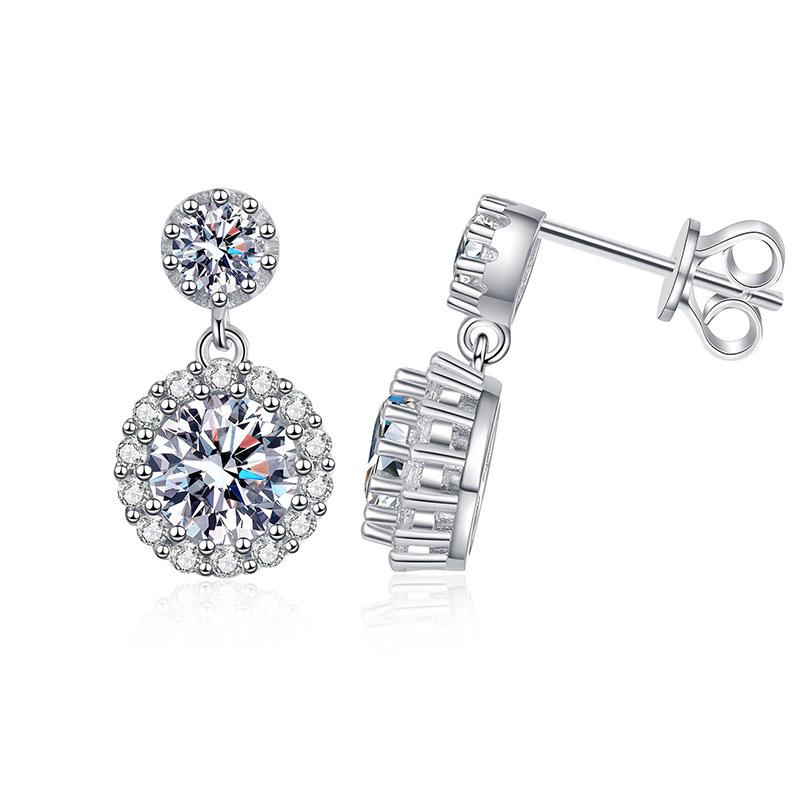 S925 Sterling Silver Moissanite Earrings Simple Temperament round Bag Earrings D Color 1 Karat Moissanite Earrings 4
