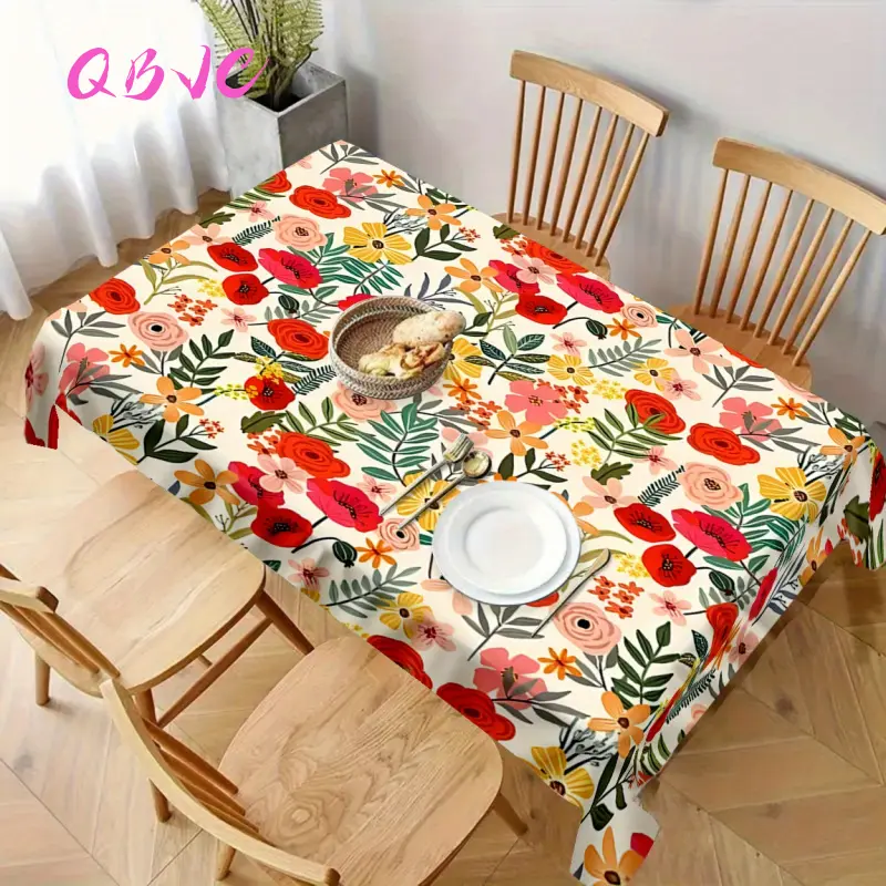 Khăn trải bàn in họa tiết hoa, nghệ thuật hoa mùa xuân Deco, thích hợp để sử dụng nội thất và ngoại thất trong trang trí nội thất, 1 mảnh