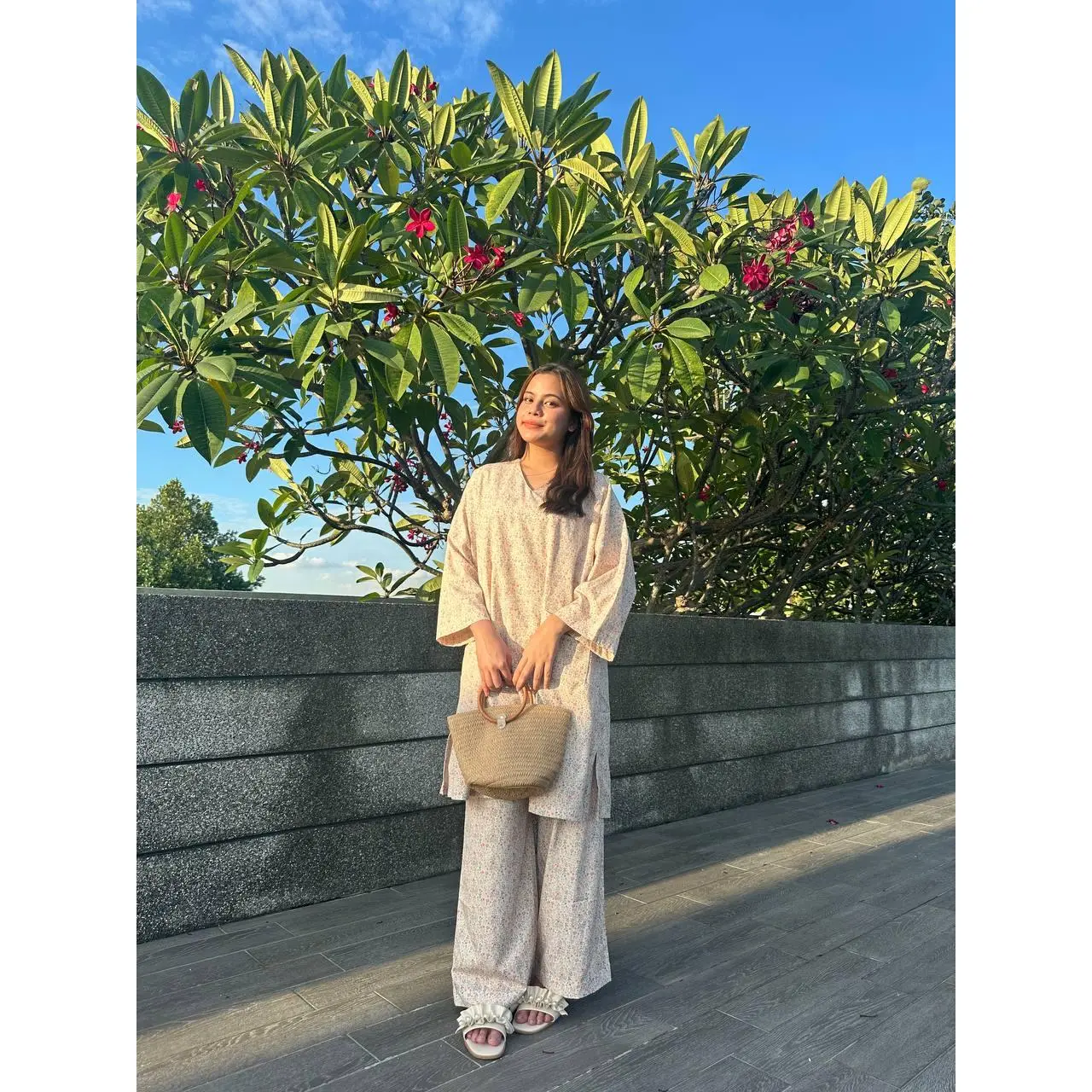 Set  Muslimah Fashion Happy Vibes Tunic Pants for Women