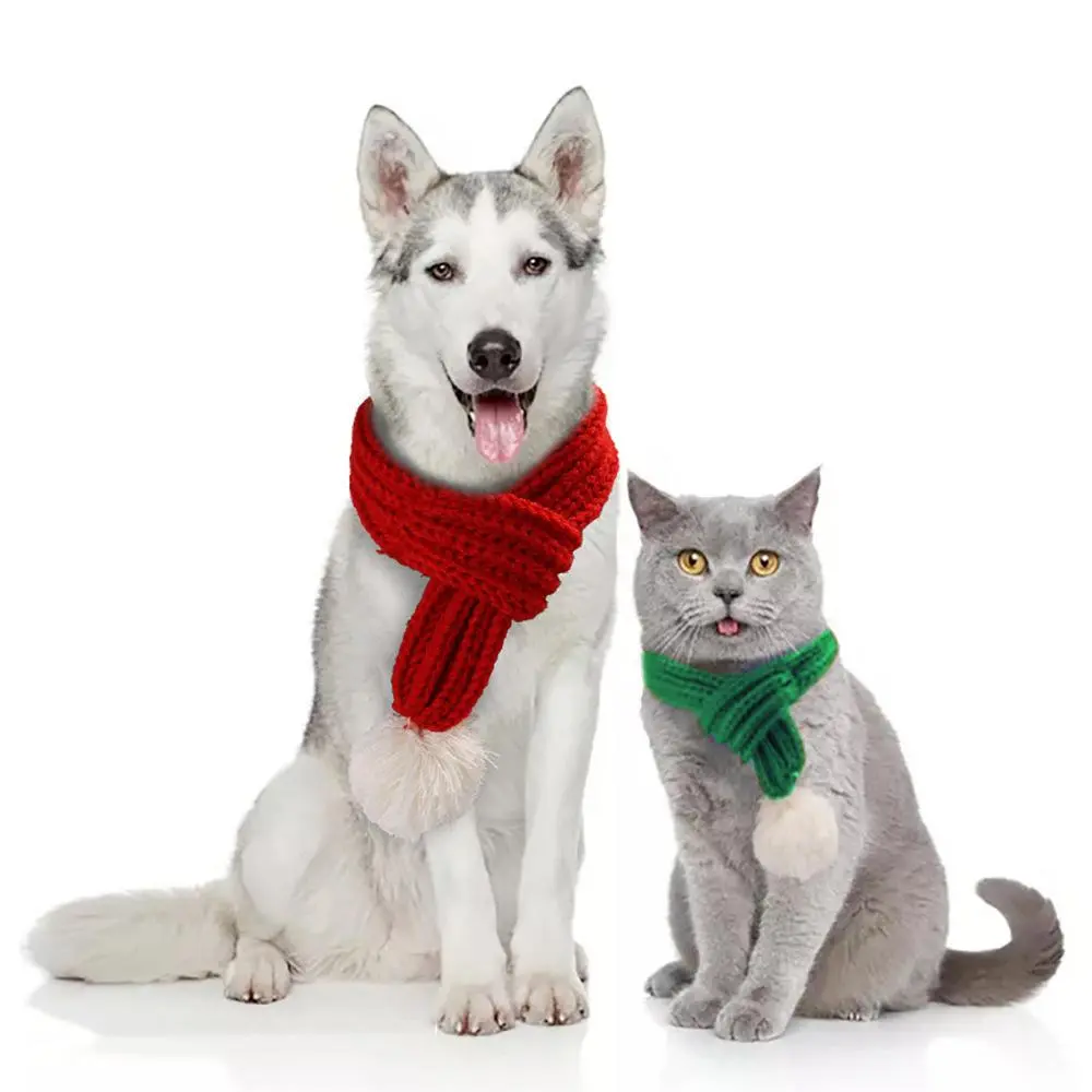 Pet Winter Scarf, 1 Count Cute Pet Knitted Scarf with Pom Pom Decor, Warm Pet Neckwear for Small Medium Large Dogs & Cats