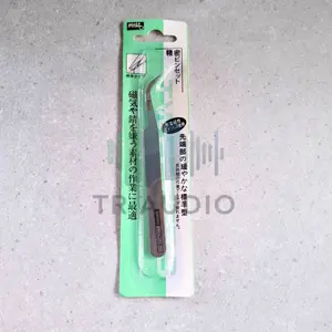 Pinset Bengkok Presisi 11–13cm Stainless Steel Silver untuk Servis Elektronik
