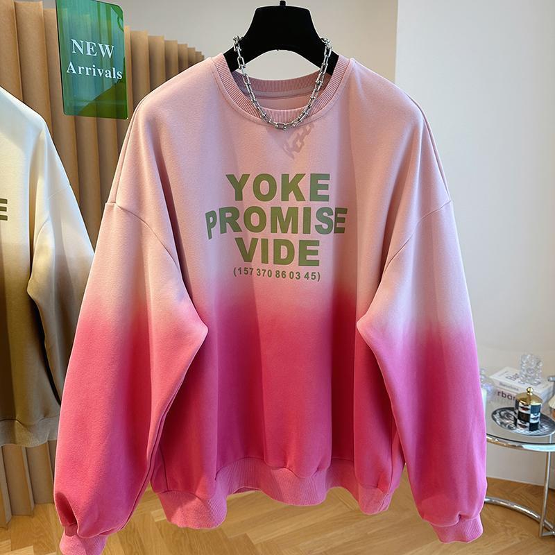 Product Introduction of Áo Nỉ Màu Hồng Gradient Thiết Kế Xấu Xí Dáng Rộng Rãi Và Đi Chơi Dopamine Girl, Chống Lão Hóa, Dành Cho Nữ, Thích Hợp Cho Mùa Xuân Và Mùa Thu, Áo Cổ Tròn, Thời Trang 14