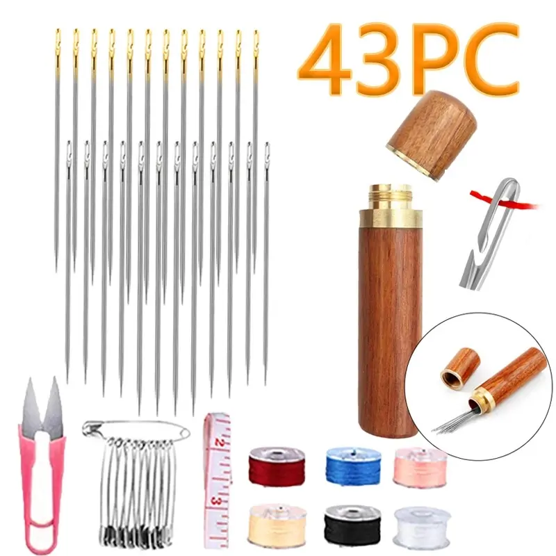 12/24/43pcs blind needle elderly needle side hole hand household sewing stainless steel sewing needleless clothing sewing