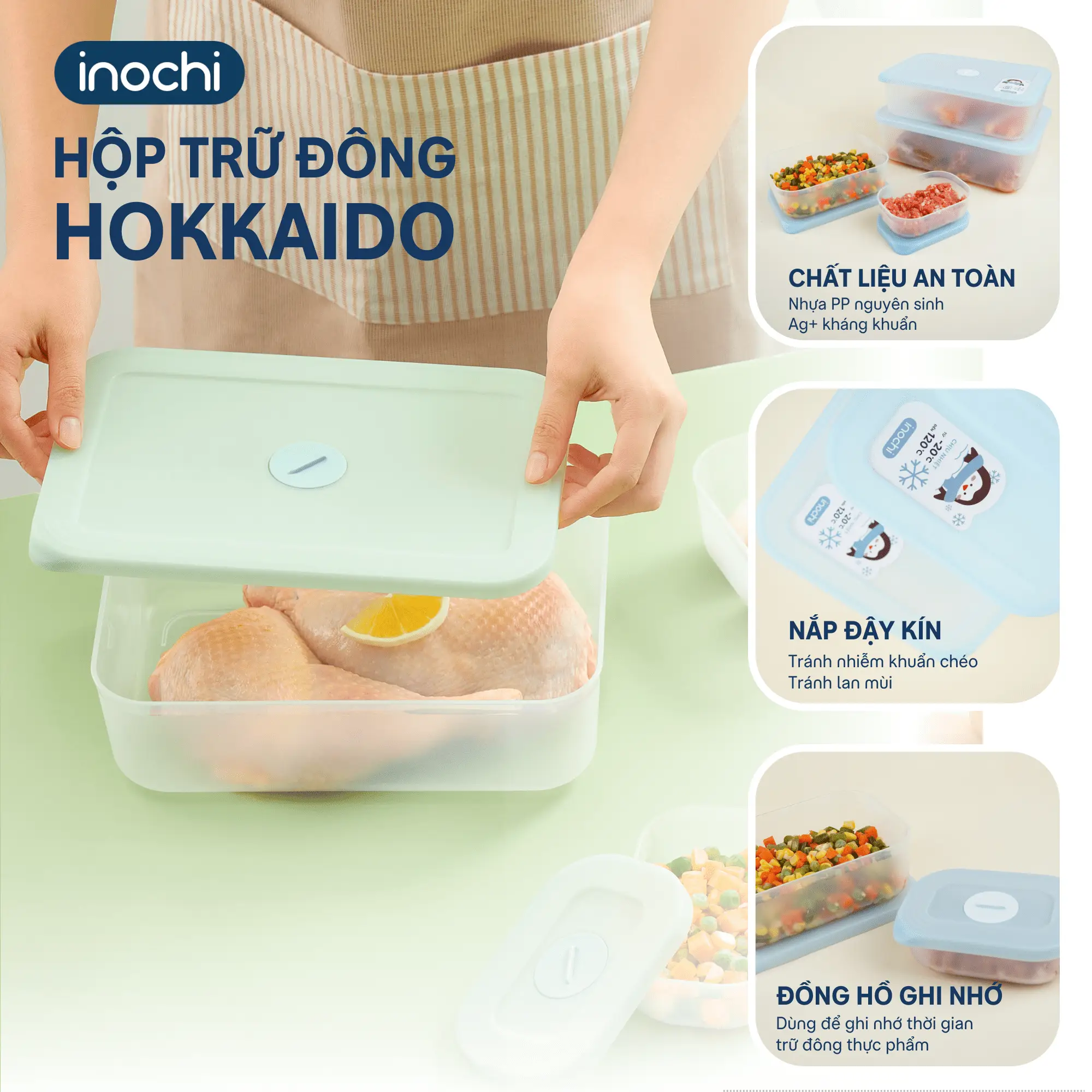 Hộp trữ đông thực phẩm Inochi cao cấp - bảo quản, trữ đông thực phẩm hop dung tulanh