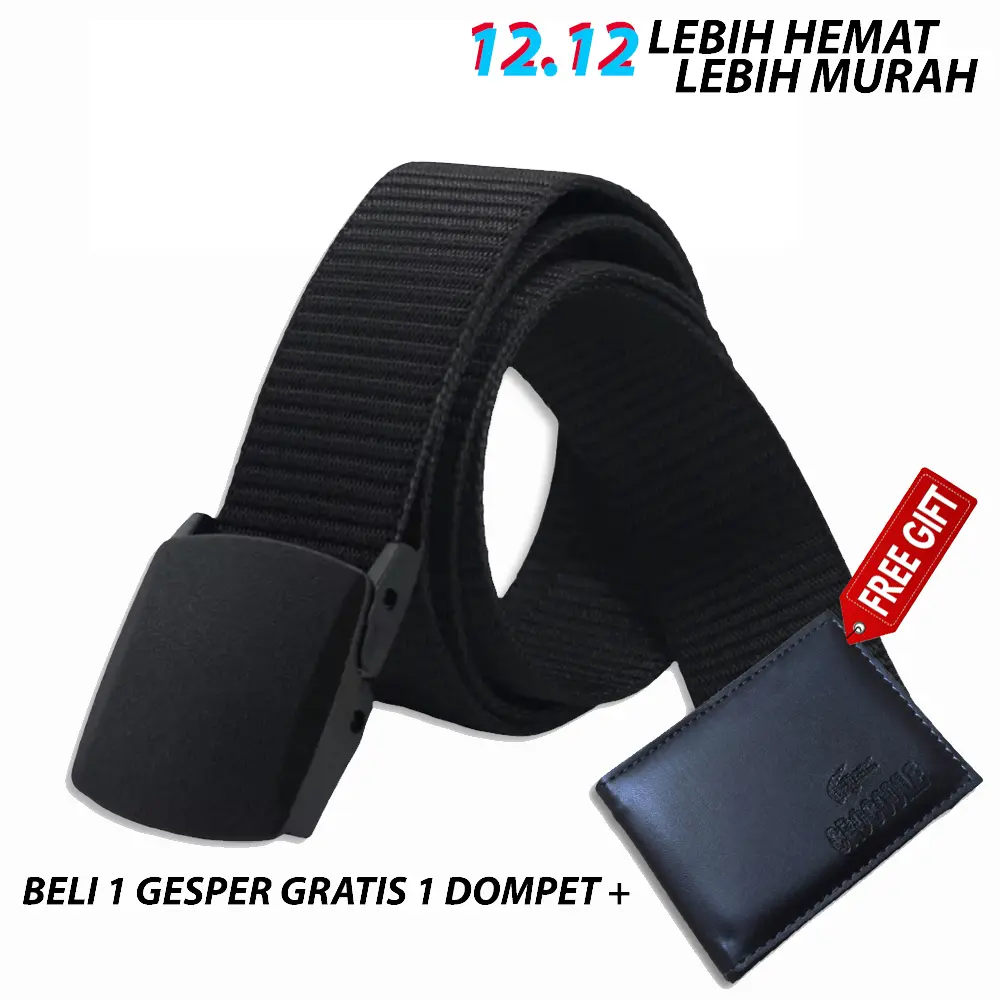 BELI 1 GESPER HITAM GRATIS 1 DOMPET CROCODILE HITAM!! Sabuk Pria Sabuk Hitam Gesper Sekolah Gesper Murah Gesper Pria Dewasa Sabuk Anti Karat Ikat Pinggang Pria Terbaru 2022 Gesper Pria Hitam Gesper Nilon Gesper Jepit + Dompet Hitam Crocodile Dompet Pria