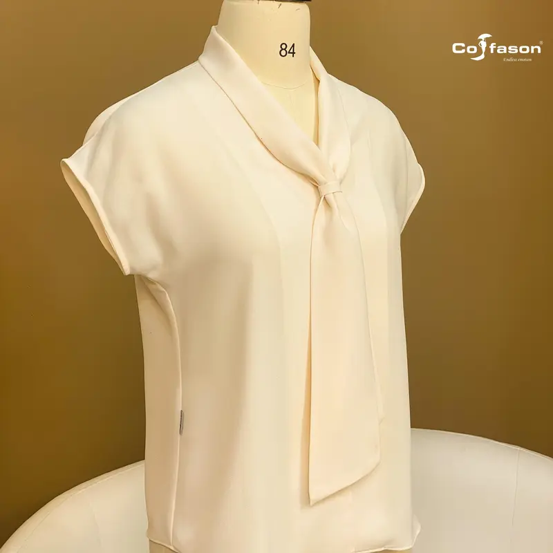 SƠ MI TAY LIỀN CỔ NƠ- 05 Màu Đen/Hồng cam/Hồng dâu đậm/Kem/Trắng-Size S/M/L/XL-Vải voan cát Hàn Quốc-Sơ mi đẹp 2