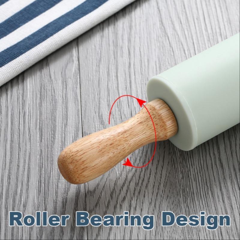 Silicone Rolling Pin & Baking Measuring Mat, 2 Counts Non-stick Pastry Mat with Dough Roller, Baking Tool for Home, Household Kitchen Products 7