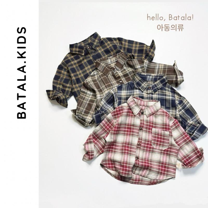 Áo sơ mi cho bé trai bé gái Batala Kids,SMK02 áo sơ mi KẺ MỚI 4 MÀU phom Hàn Quốc cho bé thu đông 2024