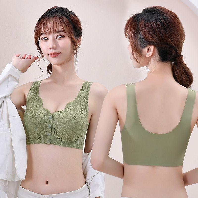 1/2pcs New Lace Without Steel Ring Bra Front Buckle Thin And Seamless Pregnant Women Gather For Breastfeeding Bra Mom's Underwear 1