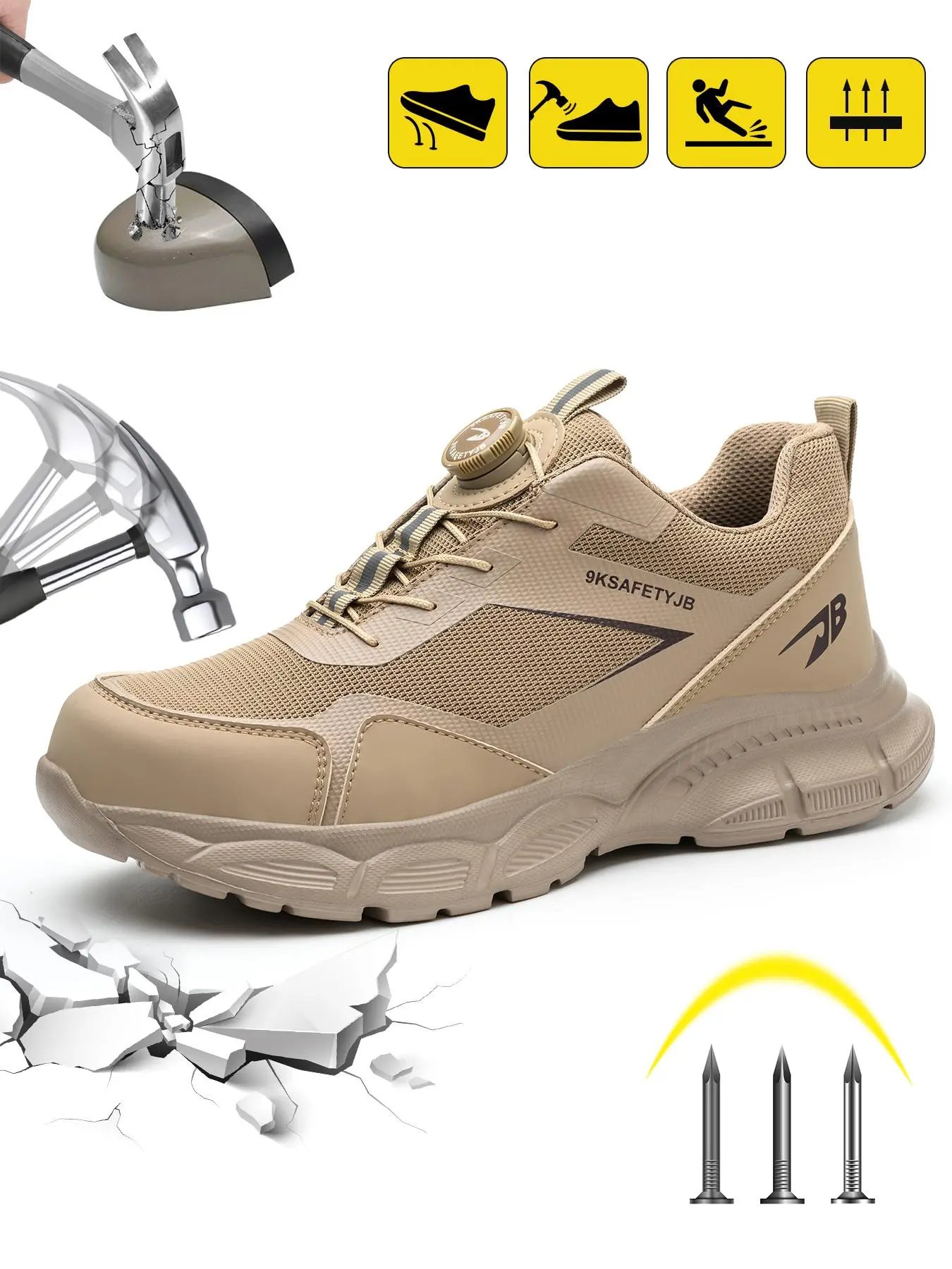 Men's Casual Low Top Work Shoes, Sport Safety Shoes, Breathable Comfortable Anti-smash and Anti-puncture Shoes, Fashionable Safety Shoes for Daily Wear