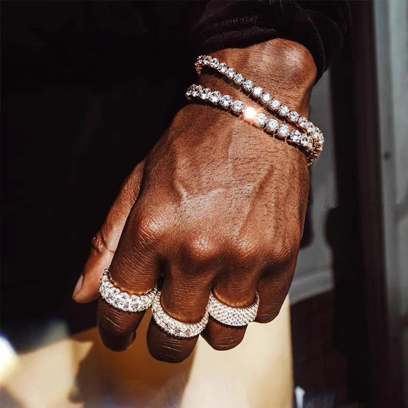 Product Introduction of Hiphop Tennis Bracelet Homme Iced Out 3/4/5mm Cubic Zirconia Mens Crystal Chain on The Hand Hip-hop Streetwear Jewelry Male H086 1
