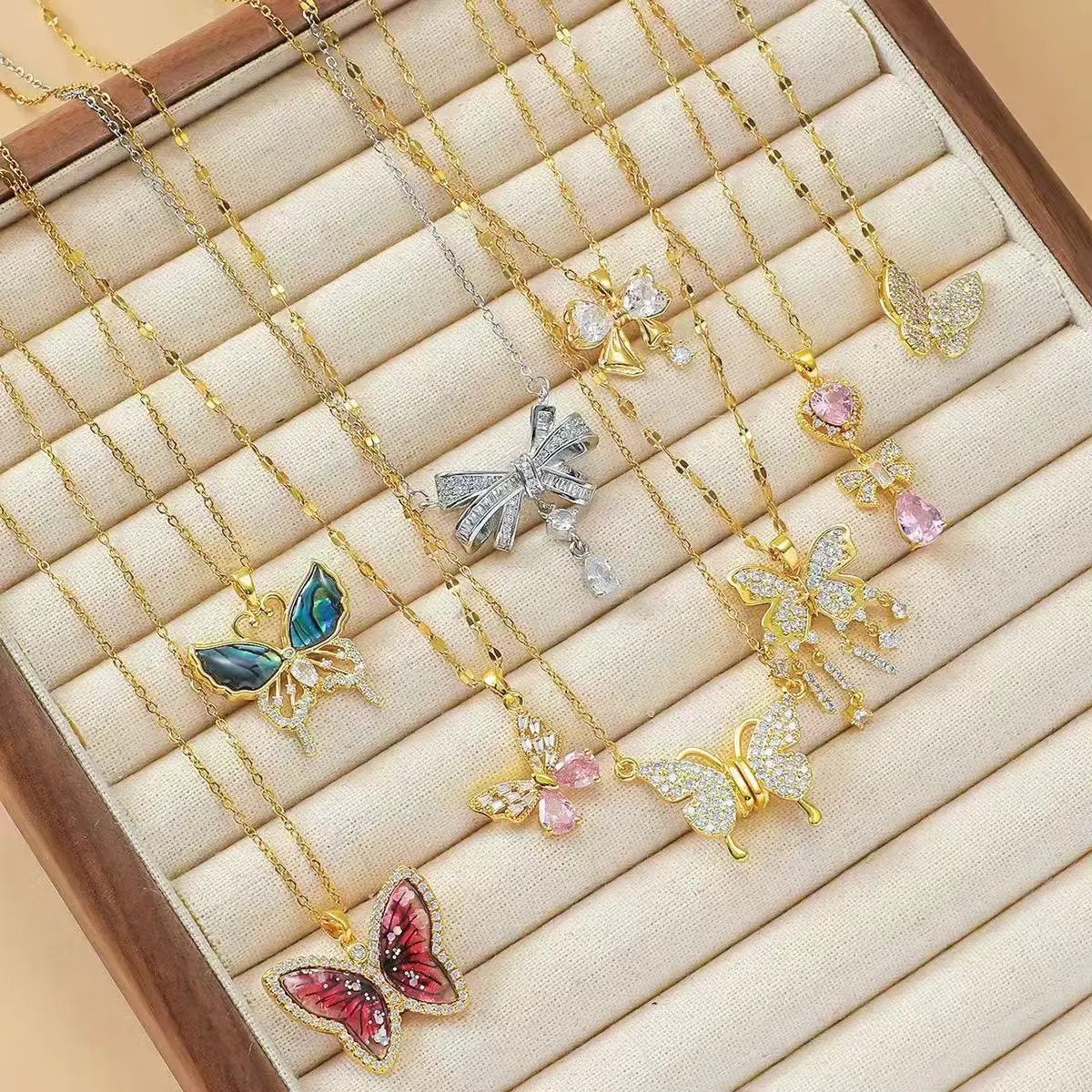 [Mg] Butterfly Necklace Color Retention Women's Wholesale Factory Direct Sales Ornament Micro Inlaid Zircon Trendy Wild Wind Accessories