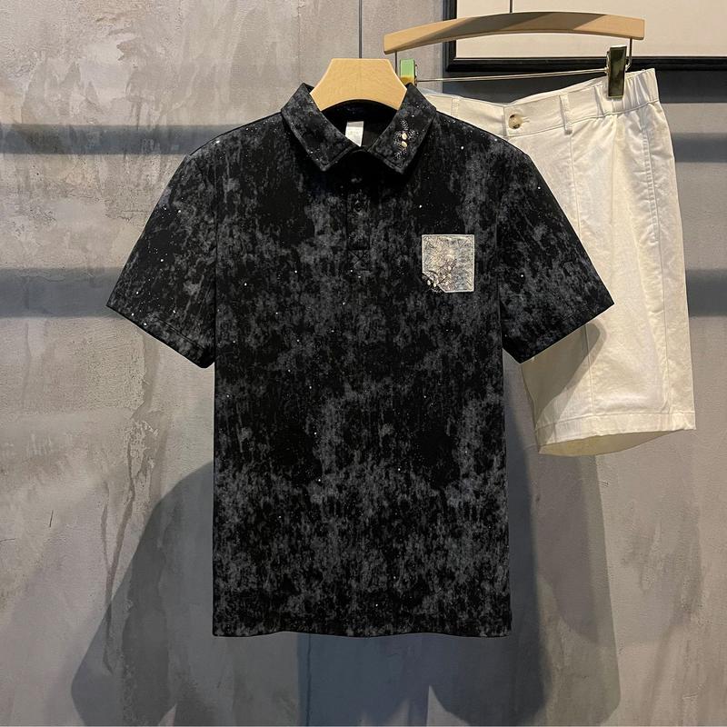 Áo Thun ngắn Tay Thêu, Thiết Kế Gypsophila, Dành Cho Nam Giới, Hàng Mới Về Mùa Hè 2025, Áo Polo, Dáng Ôm, Đẹp Trai, Phong Cách Thường Ngày Áo Paul, Quần Áo Nam