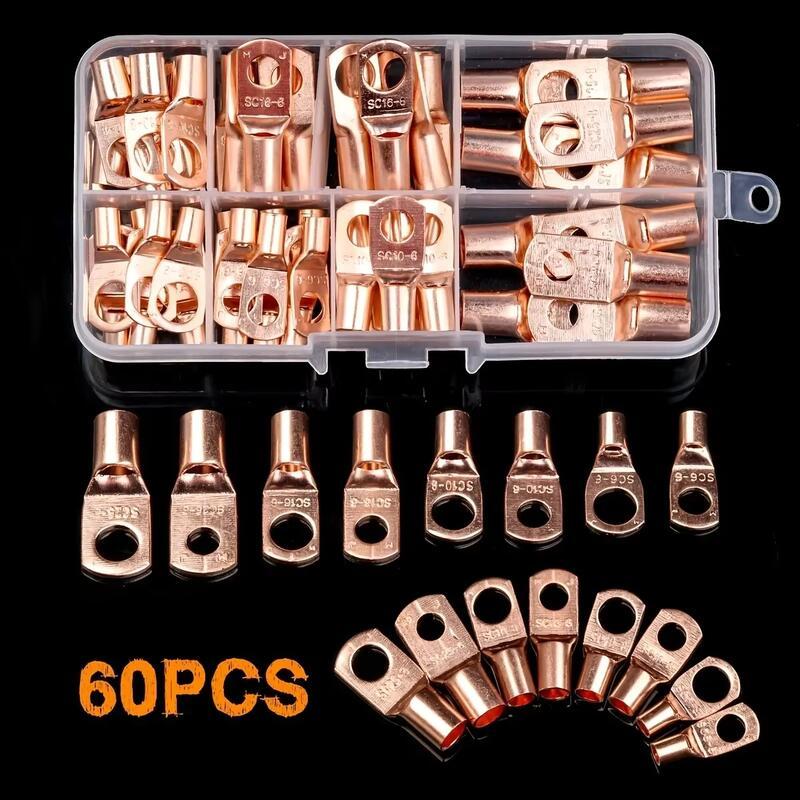 Product Introduction of 60pcs Premium Copper Ring Terminals - SC6-25 Wire Lug Connectors with Easy Crimp for Electric Cabg 0