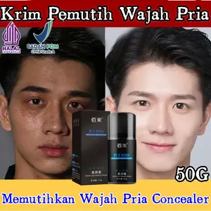 Krim Pemutih Wajah Pria 50g Pemutih Wajah Pria Original 100% Fades Acne Concealer Men'S BB Cream Memutihkan Wajah Pria Concealer Skincare Pria Pemutih Wajah Light Bright Naked Mens Makeup Cream Lazy Cream