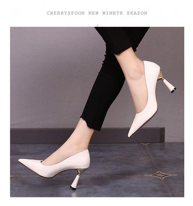Product Introduction of Giày Cao Gót Mũi Nhọn Cho Nữ, Giày Gót Tròn Nhỏ, Màu Đỏ Rượu Vang, Chunky, Phong Cách Hàn Quốc Mới, Mùa Hè 28