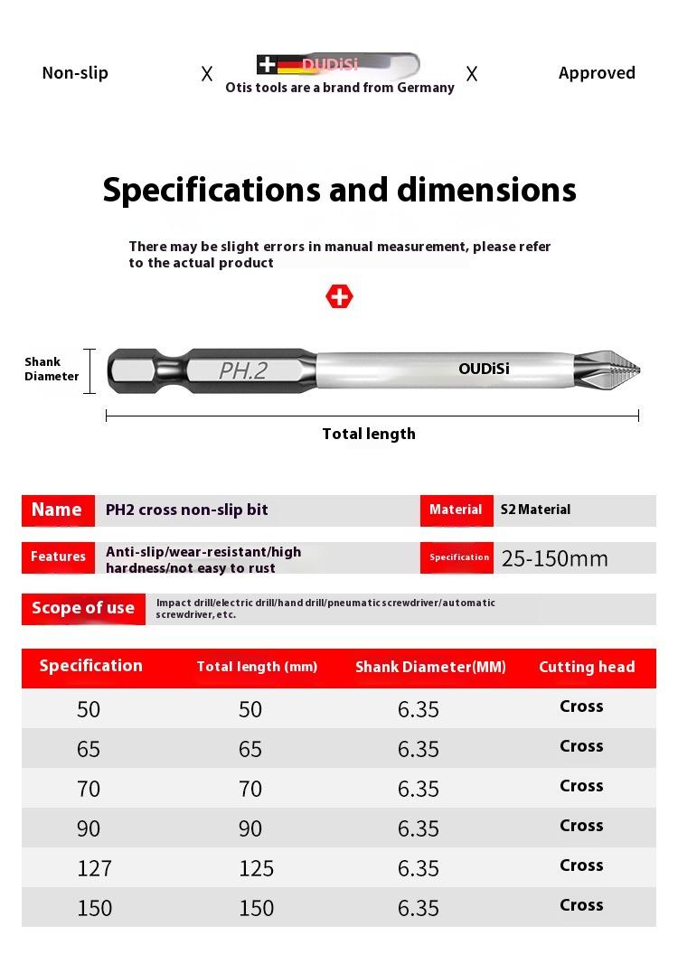 Product Introduction of Tungsten Steel Strong Magnetic Bullet Head Electric Screwdriver Anti-Slip Electric Screwdriver Hex Shank Hand Drill Extended Bit Set 9