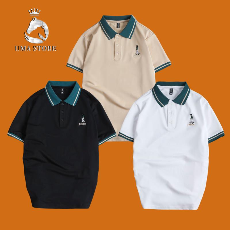  Bộ 3 Áo Polo Nam Cổ Bẻ Hình Thêu Cao Cấp UMA STORE Trẻ Trung Năng Động Sang Trọng - Menswear Nam Có Cổ Tre 【traceless black sang trọng 