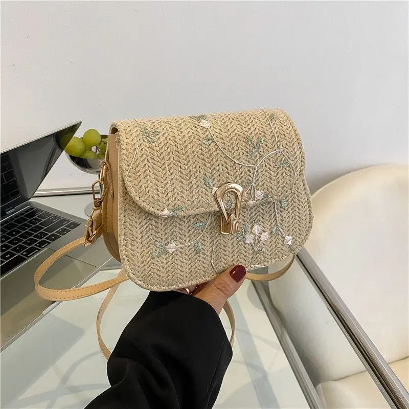 New Fashion Bag This Year's Trend Small Bag for Women Woven New Fashion Single Shoulder Crossbody Bag Internet Celebrity Lace Straw Small Square Bag Women's Bag Girls' Bag sling  bag  women