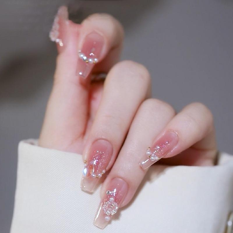 Product Introduction of In Stock Cute Princess Fake Nails 24 Bow Design Temperament Long Nail Stickers Student Fake Nails 4