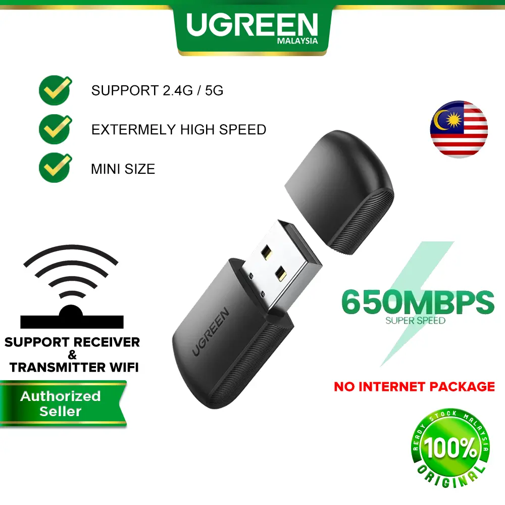 UGREEN USB WiFi Adapter Desktop PC 5G 2.4G Receiver Dongle Mini Wireless USB Computer Network Adapter Windows MacOS Office