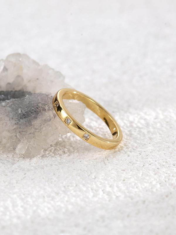 Women's Simple Plain Rhinestone Decorated Minimalist Ring, Fashion Accessories For Women & Girls, Casual Versatile Party Accessories 4
